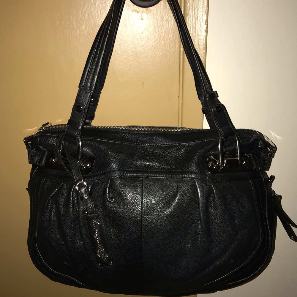 B. Makowsky Black Leather Handbag